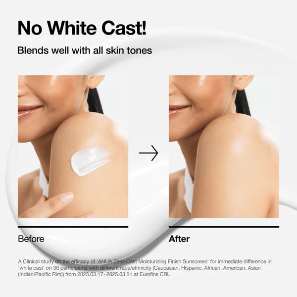 ANUA Zero-Cast Moisturizing Finish Sunscreen SPF50+ PA++++ – 50 ml
